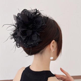 Kẹp Tóc Càng Cua Hàn Quốc Hình Cỏ Bốn Lá Đính Lông Vũ Quà Tặng Sinh Nhật Cho Nữ, Quà Tặng Cho Mẹ