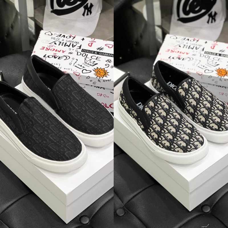 Giày slipon dior - giày lười Dior thêu đế cao su non latex êm ái!!!