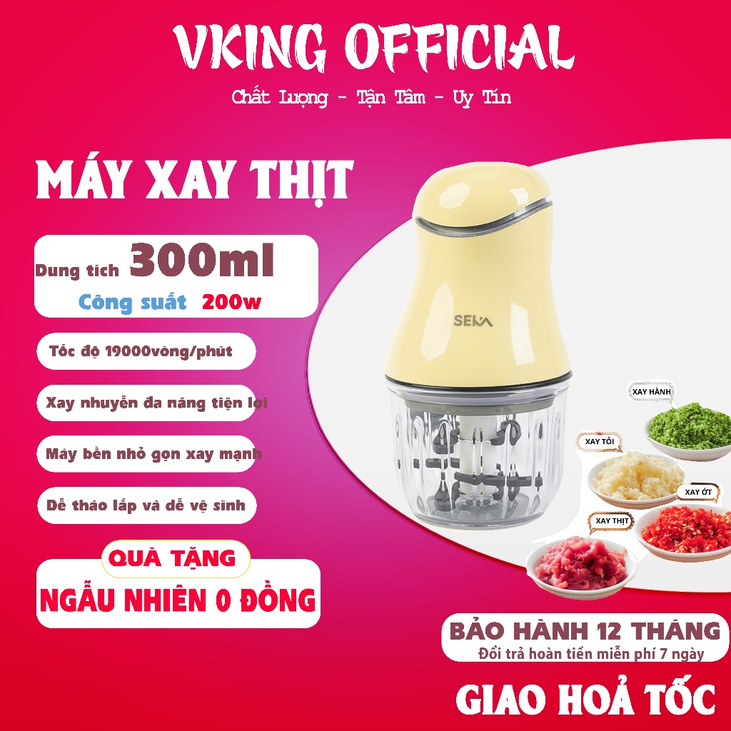 Máy xay thịt đa năng HOHO công suất 500W dung tích cối thủy tinh 2L xay thịt, xay tỏi ớt, rau củ quả nhỏ tiện lợi