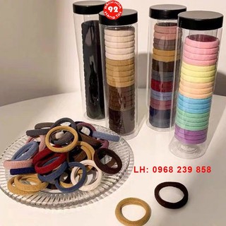Set 20 dây cột tóc trơn co giãn mềm mại phong cách Hàn Quốc tặng - Ống 20 dây buộc tóc cho nữ tặng kèm hộp