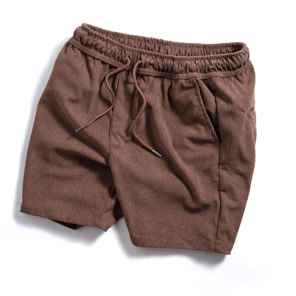 Quần Short Đùi Nam SIMPLE Chất Nhung Tăm , Màu Nâu Đậm Trẻ Trung, Cá Tính
