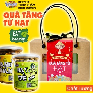 Giỏ quà tết 2 hũ hạt, set quà tặng hạt dinh dưỡng, quà valentine cho bạn gái, đồng nghiệp - BeeNut