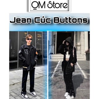  Quần Jean CÚC Buttons Pants Ống Rộng Nam  3 Cúc bấm Track Pants , Cargo Pants streat wear Cực Chất Cực Độc