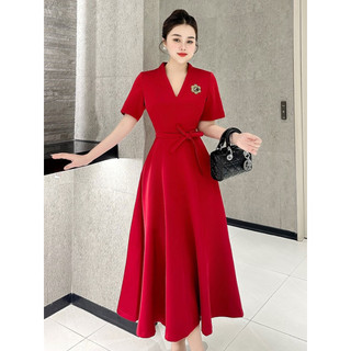 Váy Đỏ Dự Tiệc Noel Tết Cưới MAY O41 Tặng Tag Đá – Đầm Đỏ Dự tiệc Thiết Kế Sang Trọng Chuẩn MAY