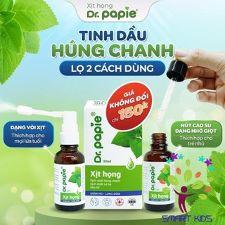 Xịt họng tinh dầu húng chanh dr.papie hỗ trợ giảm ho tăng sức đề kháng đường hô hấp 30ml