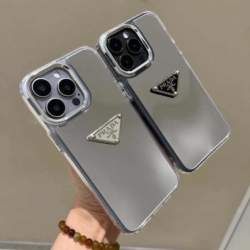 Ốp Gương Prada Viền Kim Loại