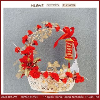 Giỏ quà tết- giỏ gói quà Tết trang trí sẵn - set quà tết trọn gói - phụ kiện gói quà Tết siêu đẹp