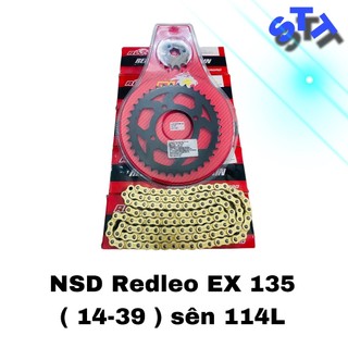 Nhông Sên Dĩa Redleo EX 135 ( 14-39 , 14-40 ) Sên 10Ly , 114 mắc , 100% Tán đúc đi rất bền bĩ .