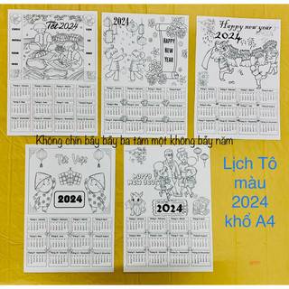 Combo 100 tờ lịch tô màu cho bé size A4 giấy dày