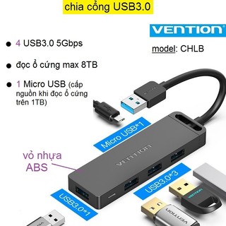 Hub usb 3.0 vention chlb chia 4 cổng usb cho pc/ laptop