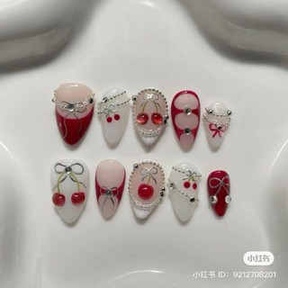 móng giả_nail box móng thiết kế cherry đỏ