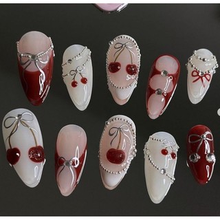 Móng giả_nail box móng thiết kế cherry đỏ