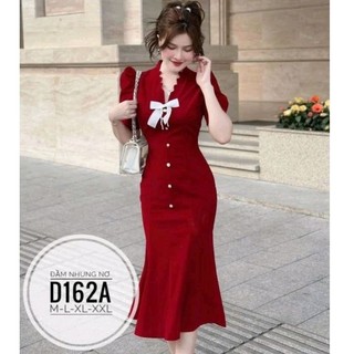 Đầm nhung big size nơ dáng dài đuôi cá từ 55kg-90kg, Đầm nhung đuôi cá đẹp (bigsize, to, lớn, béo, mập, size lớn, bự)