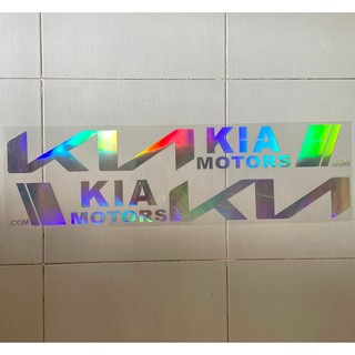 Bộ 2 tem dán cửa xe ô tô KIA (trắng)