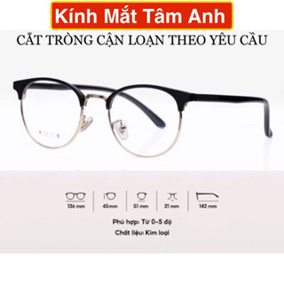 Gọng kính cận nam nữ TAMANHEYEWEAR  6214 mắt kính tròn gọng kính kim loại màu sắc thời trang