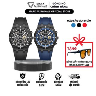 Đồng hồ nam thạch anh Mark FairWhale size 42mm dây silicone chống nước 3ATM dây silicone phong cách đường phố cá tính