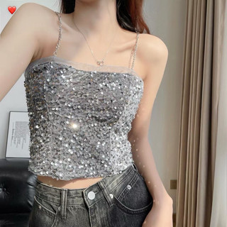 Áo bra 2 dây xích kim sa chun lưng lấp lanh