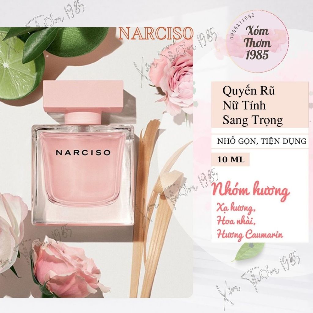 Nước hoa nữ hương phấn Narciso Cam Lùn Narciso Trắng lùn  𝗡𝗮𝗿𝗰𝗶𝘀𝗼 𝗰𝗿𝗶𝘀𝘁𝗮𝗹  | Narrciso đỏ lưu hương l