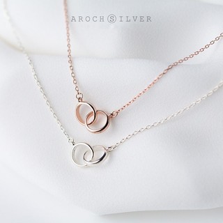 Dây chuyền bạc ý s925 đôi nhẫn lồng vào nhau d3251 - aroch jewelry