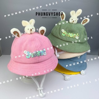 Bé Dưới 2 Tuổi/Vđ 48cm_Mũ bucket tai bèo vành trai gái trẻ em phungvyshop-nón BO nhí THỎ KIM SA