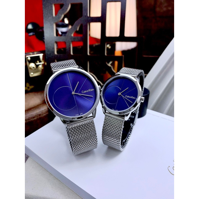 Đồng hồ cặp nam nữ CALVIN KLEIN MINIMAL K3M21123 , K3M22123 mặt tròn dây mesh siz 34mm, 41mm