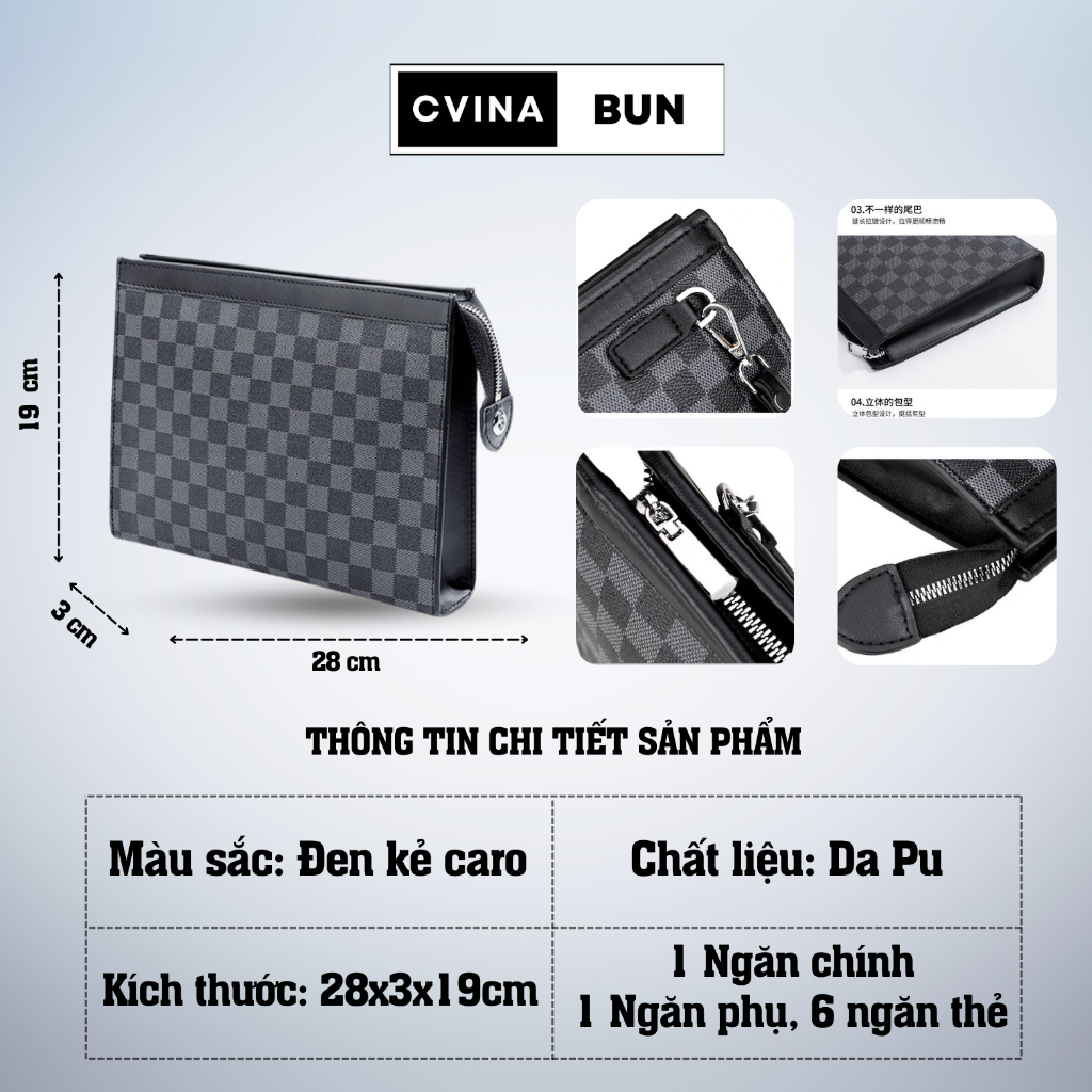 Ví cầm tay thời trang nam nữ cao cấp CVina Official K005 full hộp da pu cực sang chảnh - Hàng Chính Hãng