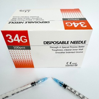 Hộp 100 cây kim 34g 4mm tiêm meso căng bóng cá hồi prp hàn quốc