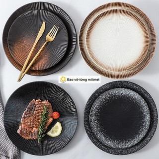 Đĩa sứ nhám tráng men phong cách nhật, đĩa phong cách sang trọng, đĩa bày tiệc, đĩa nhà hàng, đĩa gốm sứ
