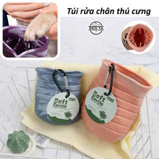 Túi rửa chân thú cưng, Cốc lau chân chó mèo du lịch - Đen Ta pet shop