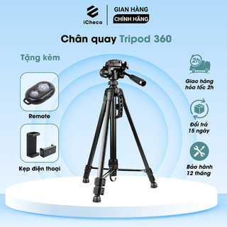 Chân quay máy ảnh tripod điện thoại thiết kế chắc chắn có túi đeo tặng kèm kẹp điện thoại chính hãng iCheco CT88