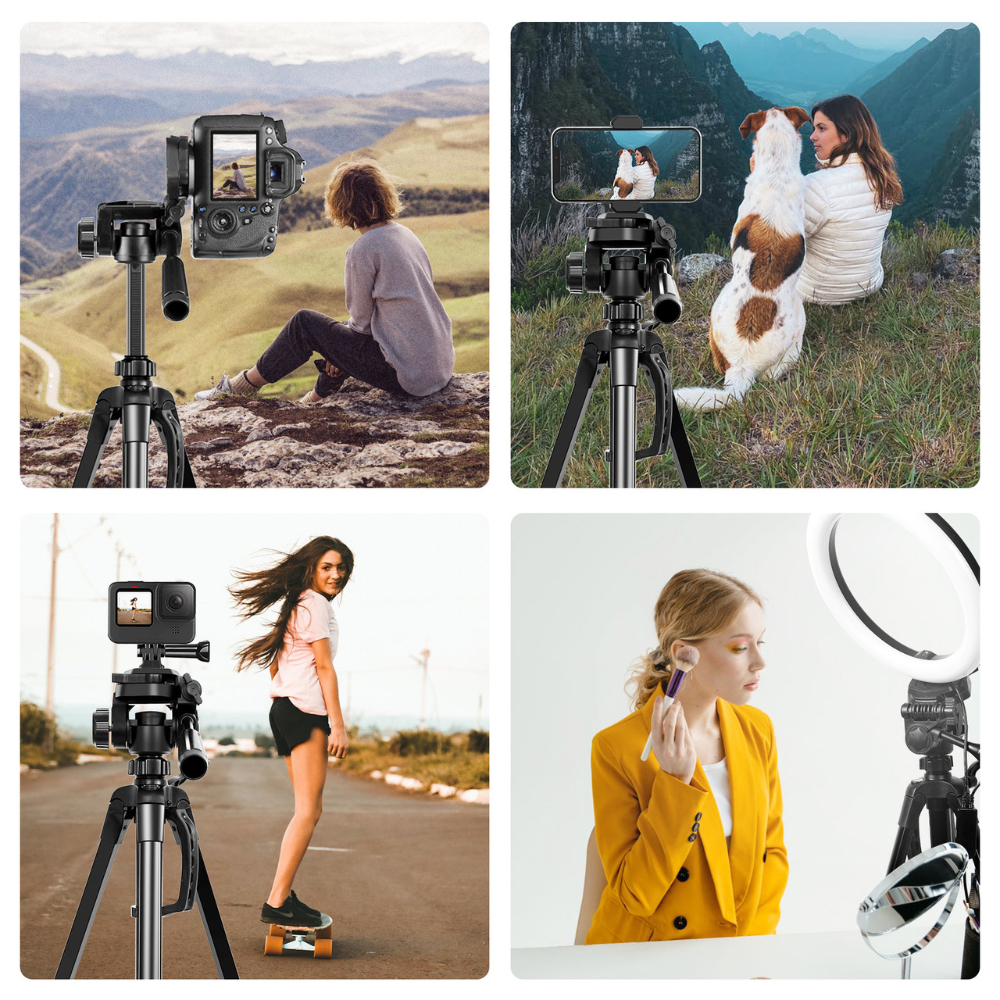 Chân quay máy ảnh tripod điện thoại thiết kế chắc chắn có túi đeo tặng kèm kẹp điện thoại chính hãng iCheco CT88