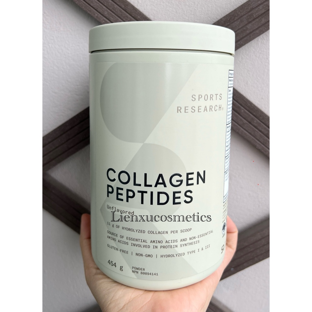 Sports Research SR Collagen Peptides cho da,tóc,xương; không vị, hộp 454G