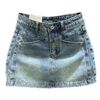 Chân váy jeans nữ dáng ngắn chữ a y2k túi kiểu , chân váy bò