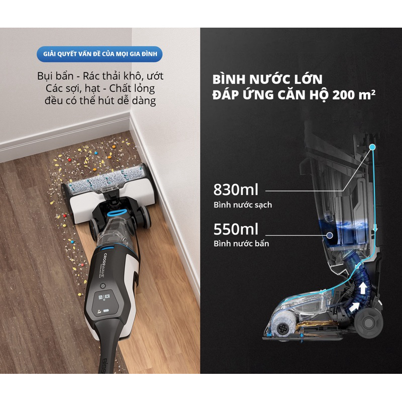 Máy hút bụi lau sàn 2in1 Bissell xả lỗ