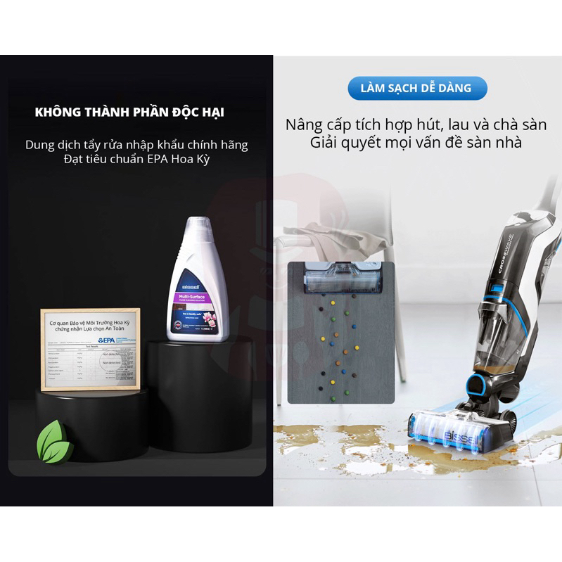 Máy hút bụi lau sàn 2in1 Bissell xả lỗ