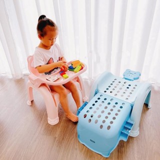 GHẾ ĂN DẶM ĐA NĂNG LÀM BẰNG NHỰA NGUYÊN SINH AN TOÀN VỚI NGƯỜI SỬA DỤNG, VỪA LÀM GHẾ GỘI ĐẦU, VỪA LÀM BÀN HỌC CHO TRẺ