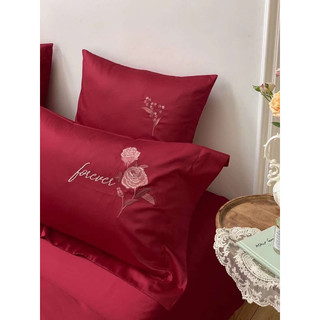 Set Chăn Ga Gối Lụa 100s Thêu “ Hoa Hồng “ (set 4 món)