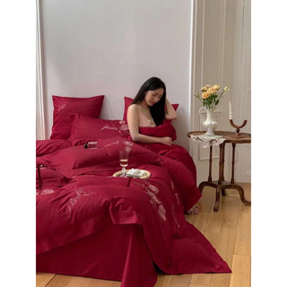 Set Chăn Ga Gối Lụa 100s Thêu “ Hoa Hồng “ (set 4 món)