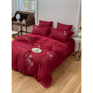 Set Chăn Ga Gối Lụa 100s Thêu “ Hoa Hồng “ (set 4 món)