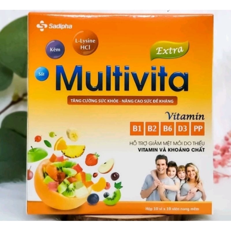 Multivita vitamin B1 B2 B6 D3 PP (hộp 10 vỉ×10 viên nang mềm)