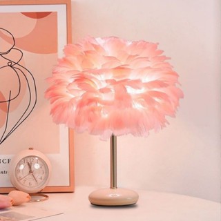  Đèn ngủ lông vũ đế sứ SAM HOUSE phong cách Bắc Âu sang trọng dùng cho trang trí phòng khách phòng ngủ DN249 