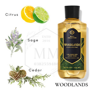Woodlands - Bộ sản phẩm xịt thơm tắm 3 trong 1 cho nam Bath & Body Works Men Spray Shower
