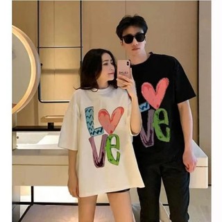 Áo Phông Tay Lỡ In Chữ Love Tim From Rộng Mặc Đôi , Mặc Đơn Xinh Xỉu