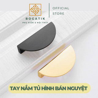 Tay nắm cửa tủ ngăn kéo tay nắm tủ bếp hình bán nguyệt hợp kim nhôm đen, vàng kim hiện đại