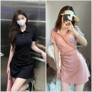 Đầm Váy Thun Gân Tăm Bigsize Nữ Nhún Eo Rút Dây 2 Bên Dáng Chữ A 50-90kg Múp Xinh