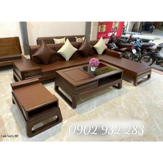 Bộ Bàn Ghế Sofa phòng khách Gỗ Sồi góc L 2m80 x 1m80