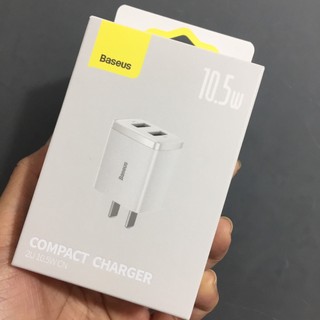 Củ sạc Baseus compact 2 Cổng USB 10.5W sạc nhanh Xs Xr Xsmax 8plus 7plus 6plus ( CCCP10UC)