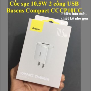 Cốc sạc 10.5W 2 cổng USB cho điên thoại android iP Baseus CCCP10UC