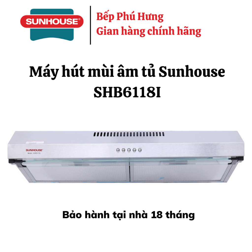 Máy hút mùi âm tủ, hút cổ điển SUNHOUSE SHB6118I - hàng chính hãng