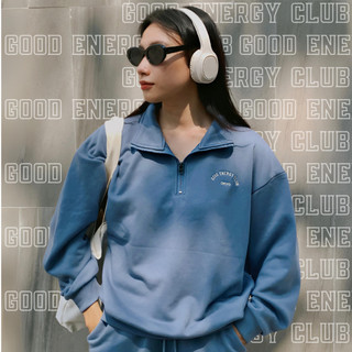 Set Bộ Nữ, Đồ Bộ Thu Đông Nữ, Áo Sweater Kèm Quần Short From rộng Dài Tay Chất Liệu Nỉ Cotton, màu xanh và vàng